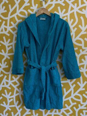 Kids Aqua Blue Terry Cloth Turkish Cotton Bathrobe with Pockets - XL